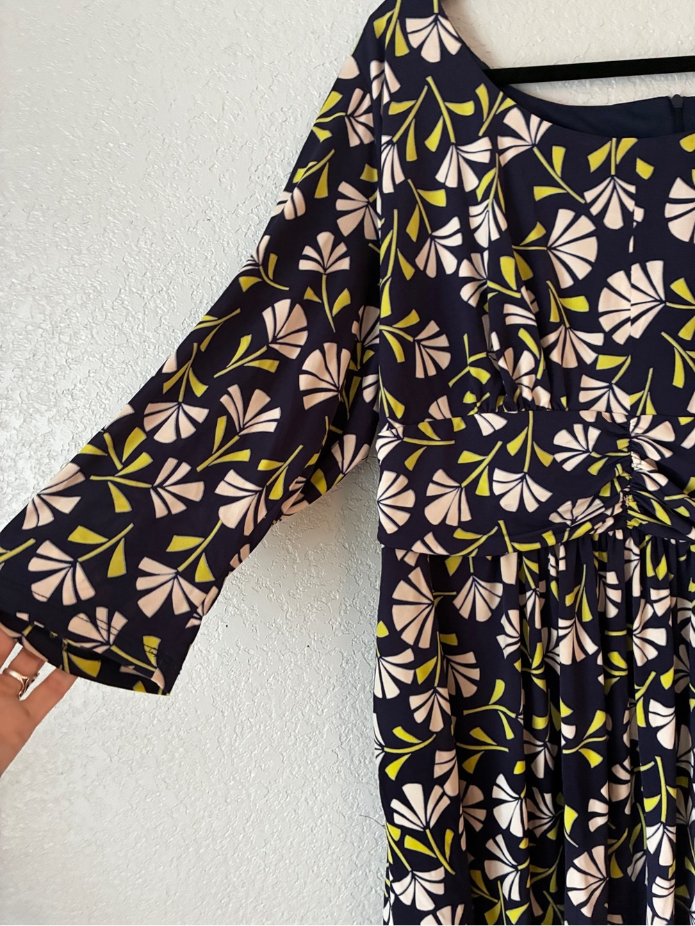 Navy Floral Tie-Waist Midi Dress - Pink & Olive Accent 18W